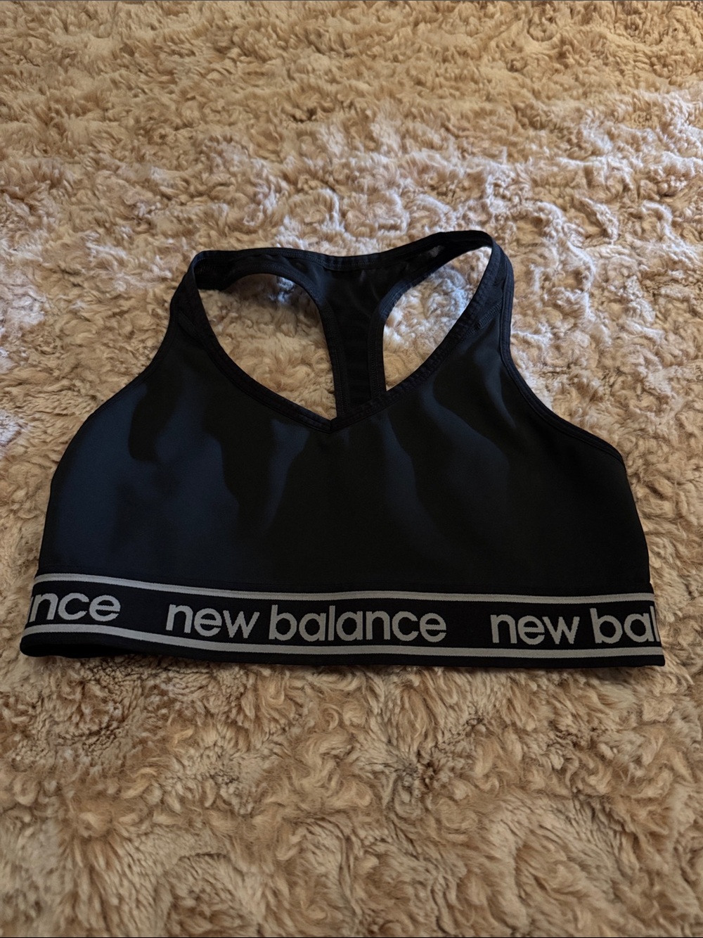 New Balance Black Logo Racerback Sports Bra